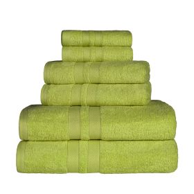 Ultra Soft Cotton Absorbent Solid Assorted 6 Piece Towel Set (Color: Celery, size: 6 Piece Towel Set)