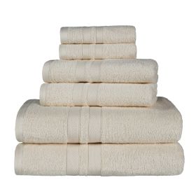 Ultra Soft Cotton Absorbent Solid Assorted 6 Piece Towel Set (Color: Ivory, size: 6 Piece Towel Set)