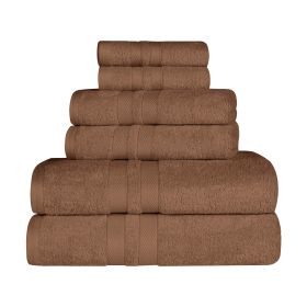 Ultra Soft Cotton Absorbent Solid Assorted 6 Piece Towel Set (Color: Chocolate, size: 6 Piece Towel Set)