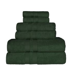 Ultra Soft Cotton Absorbent Solid Assorted 6 Piece Towel Set (Color: Forest Green, size: 6 Piece Towel Set)
