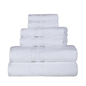 Ultra Soft Cotton Absorbent Solid Assorted 6 Piece Towel Set (Color: White, size: 6 Piece Towel Set)