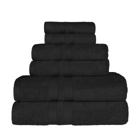 Ultra Soft Cotton Absorbent Solid Assorted 6 Piece Towel Set (Color: Black, size: 6 Piece Towel Set)