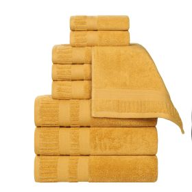Venice Zero Twist Cotton Medium Weight Absorbent 9 Piece Towel Set (Color: Gold, size: 9 Piece Towel Set)