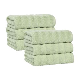 Zuma Zero Twist Cotton Medium Weight Absorbent Hand Towels, Set of 6 (Color: Green, size: 6 Piece Hand Towels)