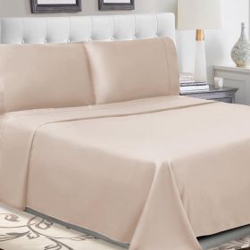 100% Cotton Percale 300 Thread Count Solid Deep Pocket Sheet Set (Color: Tan, size: King)