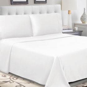 100% Cotton Percale 300 Thread Count Solid Deep Pocket Sheet Set (Color: White, size: Twin XL)