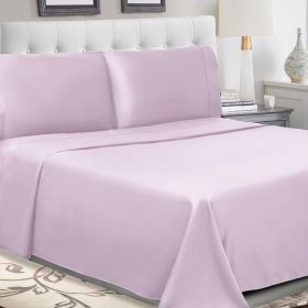 100% Cotton Percale 300 Thread Count Solid Deep Pocket Sheet Set (Color: Lilac, size: Twin)