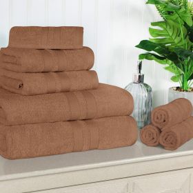 Ultra-Soft Cotton Absorbent Quick-Drying Solid 8 Piece Towel Set (Color: Chocolate, size: 8 Piece Towel Set)