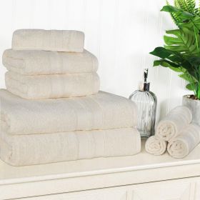 Ultra-Soft Cotton Absorbent Quick-Drying Solid 8 Piece Towel Set (Color: Ivory, size: 8 Piece Towel Set)