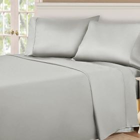 Egyptian Cotton 530 Thread Count Solid Deep Pocket Bed Sheet Set (Color: Platinum, size: Queen)