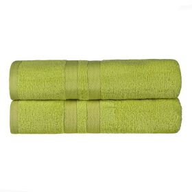 Ultra-Soft Cotton Absorbent Quick-Drying Solid Bath Sheet Set of 2 (Color: Celery, size: 2 Piece Bath Sheets)