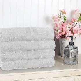 Ultra Soft Cotton Absorbent Solid Bath Towel Set of 4 (Color: Silver, size: 4 Piece Bath Towels)