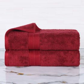 Rayon from Bamboo Plush Heavyweight 2 Piece Bath Towel Set (Color: Crimson, size: 2 Piece Bath Towels)