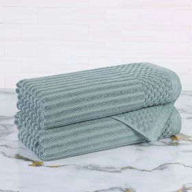 Soho Cotton Ribbed Textured Ultra-Absorbent 2 Piece Bath Towel Set (Color: Basil, size: 2 Piece Bath Towels)