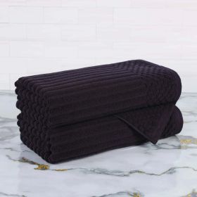 Soho Cotton Ribbed Textured Ultra-Absorbent 2 Piece Bath Towel Set (Color: Black, size: 2 Piece Bath Towels)