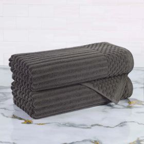 Soho Cotton Ribbed Textured Ultra-Absorbent 2 Piece Bath Towel Set (Color: Charcoal, size: 2 Piece Bath Towels)