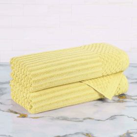 Soho Cotton Ribbed Textured Ultra-Absorbent 2 Piece Bath Towel Set (Color: Golden Mist, size: 2 Piece Bath Towels)