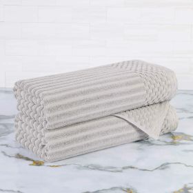 Soho Cotton Ribbed Textured Ultra-Absorbent 2 Piece Bath Towel Set (Color: Silver, size: 2 Piece Bath Towels)