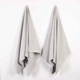 Soho Ribbed Cotton Absorbent 2 Piece Bath Sheet Towel Set (Color: Silver, size: 2 Piece Bath Sheets)