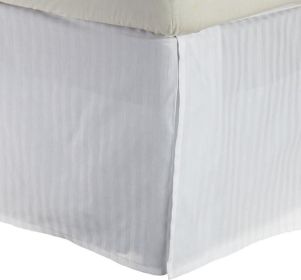 300 Thread Count Egyptian Cotton 15" Drop Striped Bed Skirt (Color: White, size: Twin)