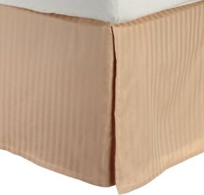 300 Thread Count Egyptian Cotton 15" Drop Striped Bed Skirt (Color: Beige, size: Twin)
