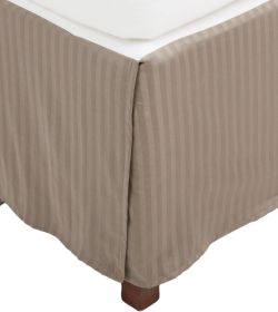 300 Thread Count Egyptian Cotton 15" Drop Striped Bed Skirt (Color: Grey, size: Twin)