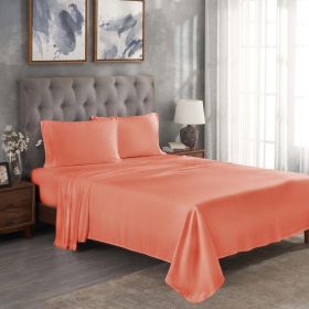 300 Thread Count Modal From Beechwood Solid Deep Pocket Bed Sheet Set (Color: Coral, size: Queen)