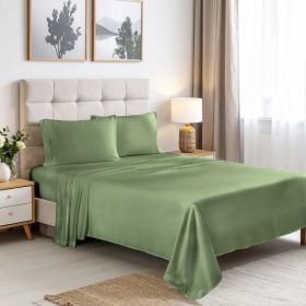 Rayon From Bamboo 300 Thread Count Solid Deep Pocket Sheet Set (Color: Sage, size: King)