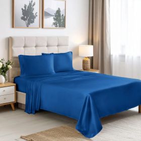 Rayon From Bamboo 300 Thread Count Solid Deep Pocket Sheet Set (Color: Smoke Blue, size: King)