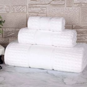 Napa Zero Twist Cotton Solid Waffle Honeycomb 3 Piece Towel Set (Color: White, size: 3 Piece Towel Set)