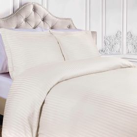 400 Thread Count Lightweight Stripe Egyptian Cotton Duvet Cover Set (Color: Ivory, size: King\California King)