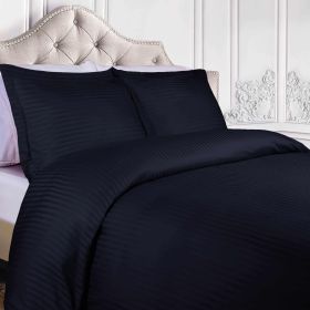 400 Thread Count Lightweight Stripe Egyptian Cotton Duvet Cover Set (Color: Navy Blue, size: Full/Queen)