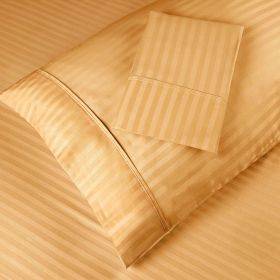 400 Thread Count Soft Stripe Egyptian Cotton Pillowcase Set (Color: Gold, size: Standard)