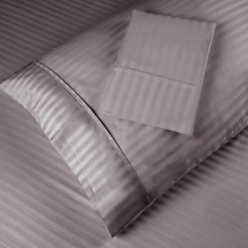 400 Thread Count Soft Stripe Egyptian Cotton Pillowcase Set (Color: Grey, size: King)
