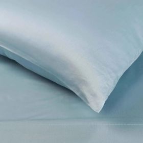 Egyptian Cotton 400 Thread Count Solid Luxury Pillowcases, Set of 2 (Color: Light Blue, size: King)