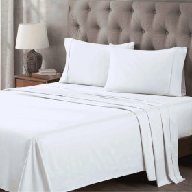 Egyptian Cotton 400 Thread Count Solid Deep Pocket Bed Sheet Set (Set Includes: 3 Piece Set (1 Fitted Sheet. and 2 Pillowcases), Color: White)