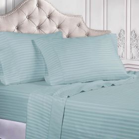 400 Thread Count Egyptian Cotton Striped Deep Pocket Sheet Set (Color: Light Blue, size: King)