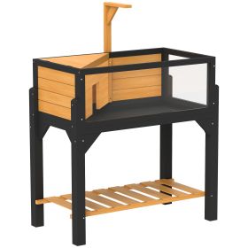 Wooden Tortoise Habitat With Storage Shelf, Tortoise Enclosure With Clear Windows, Openable Top, Lamp Holder, Yellow (Color: Yellow)