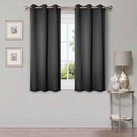 Solid Machine Washable Room Darkening Blackout Curtains, Set of 2 (Color: Black - 2 Piece, size: 52" X 63")