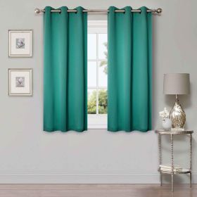 Solid Machine Washable Room Darkening Blackout Curtains, Set of 2 (Color: Cerulean Blue - 2 Piece, size: 52" X 63")