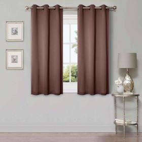 Solid Machine Washable Room Darkening Blackout Curtains, Set of 2 (Color: Cappuccino - 2 Piece, size: 52" X 63")