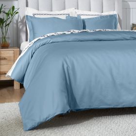 Egyptian Cotton 650 Thread Count Modern Solid Duvet Cover Set (Color: Medium Blue, size: Twin)