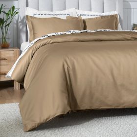 Egyptian Cotton 650 Thread Count Modern Solid Duvet Cover Set (Color: Taupe, size: King\California King)