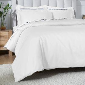 Egyptian Cotton 650 Thread Count Modern Solid Duvet Cover Set (Color: White, size: Full/Queen)