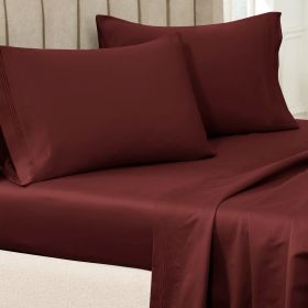 650 Thread Count Premium Egyptian Cotton Solid Pillowcase Set (Color: Burgundy, size: King)