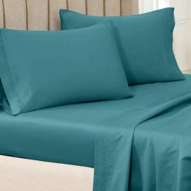 650 Thread Count Premium Egyptian Cotton Solid Pillowcase Set (Color: Caribbean, size: King)