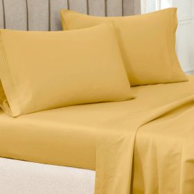 650 Thread Count Premium Egyptian Cotton Solid Pillowcase Set (Color: Gold, size: King)