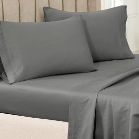 650 Thread Count Premium Egyptian Cotton Solid Pillowcase Set (Color: Grey, size: Standard)