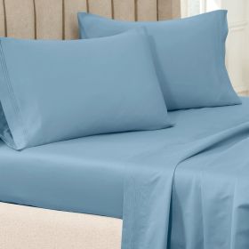 650 Thread Count Premium Egyptian Cotton Solid Pillowcase Set (Color: Medium Blue, size: King)