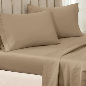 650 Thread Count Premium Egyptian Cotton Solid Pillowcase Set (Color: Taupe, size: King)
